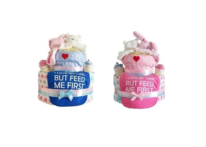 2-tier Welcome Twins Diaper Cake
