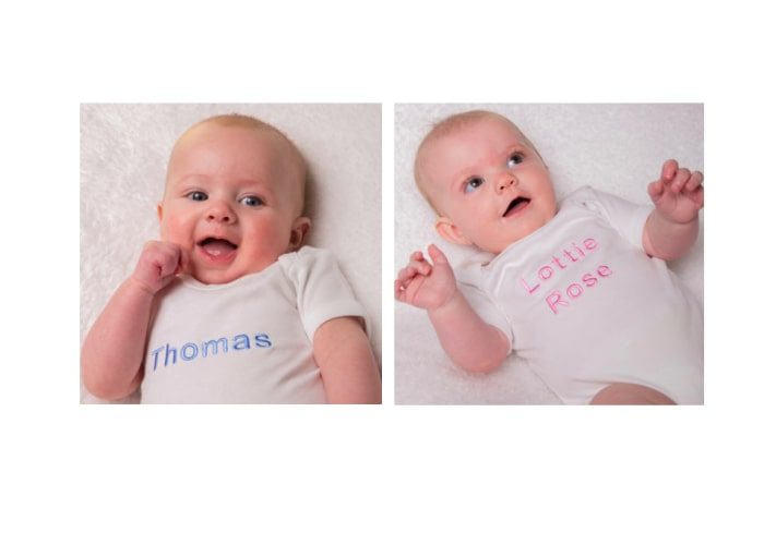 personalised white baby bodysuits