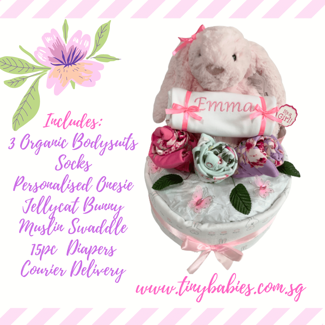 My Jellycat Bunny Personalised Diaper Cake