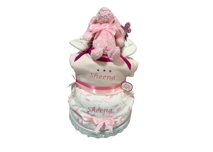 Welcome Baby Girl Personalised Diaper Cake
