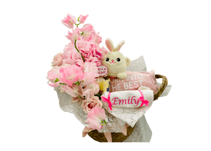 My Little Bunny Personalised Hamper & Flowers Bundle