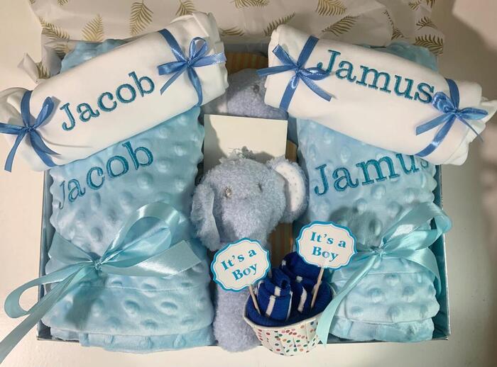 Double Joy Newborn Twin Boys Personalised Hamper
