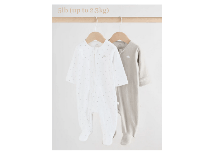 2pack Unisex Footed Sleepsuits (5lb)