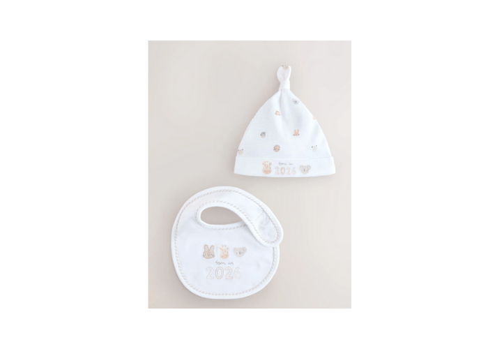 Born in 2026 hat and bib
